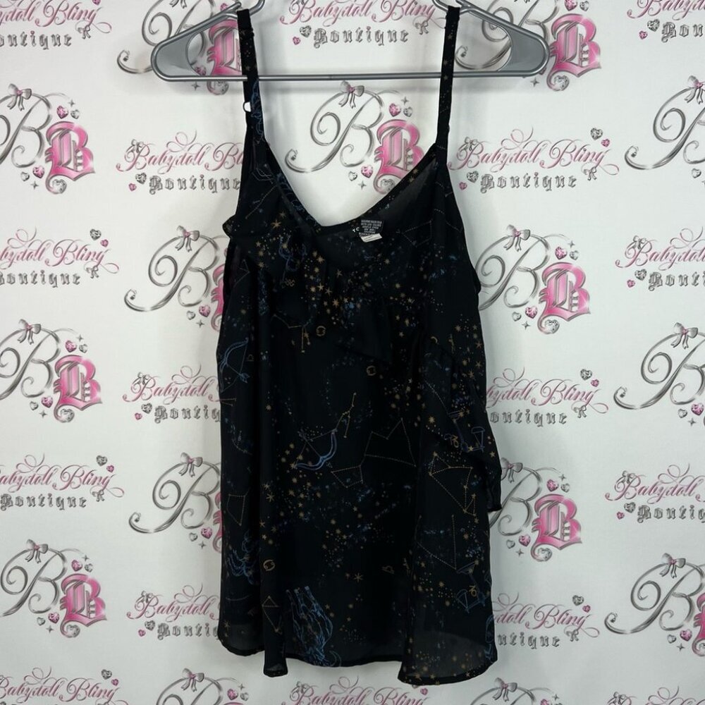 Torrid tank top stars ⭐️ sky horoscope Black Constellation Print Camisole